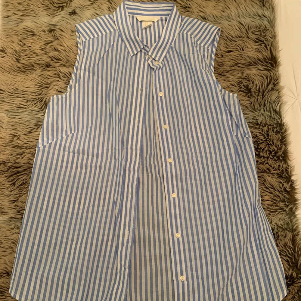 Blue and white stripe blouse